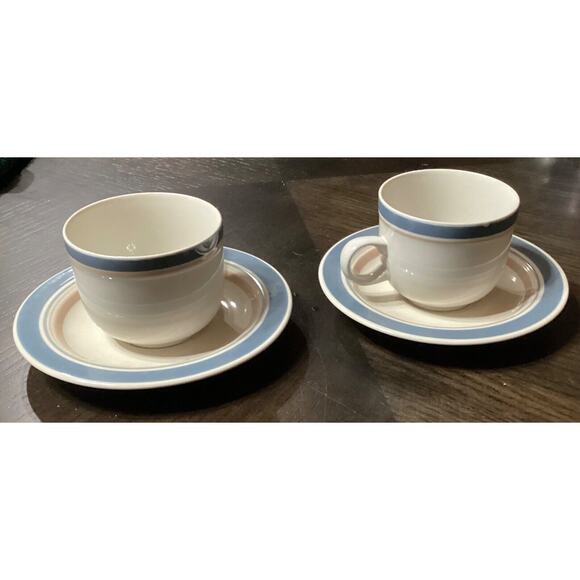 2~ Vintage International Stoneware Coffee Tea Mugs & Saucers ~ Japan - Picture 6 of 7